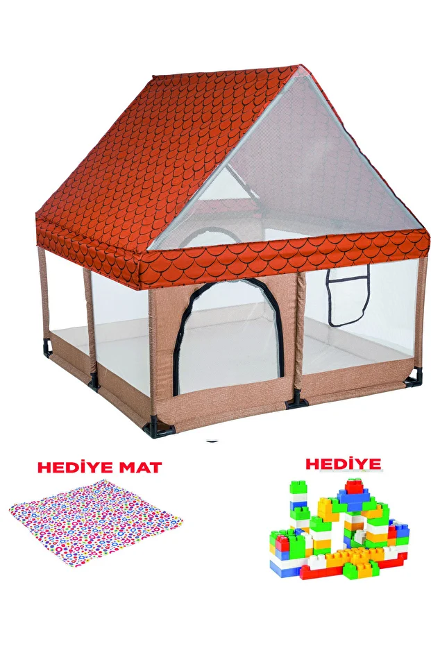 Çocuklar İçin Renkli Oyun Alanı ve Çatılı Oyun Parkı 120x120 Çocuklar İçin Renkli Oyun Alanı ve Çatılı Oyun Parkı 120x120